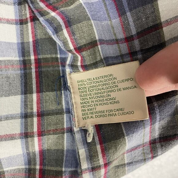 Vtg St Johns Bay Jacket Womens Sz L Blue Chore Coat Hooded Plaid Lined Full Zip - Picture 12 of 16